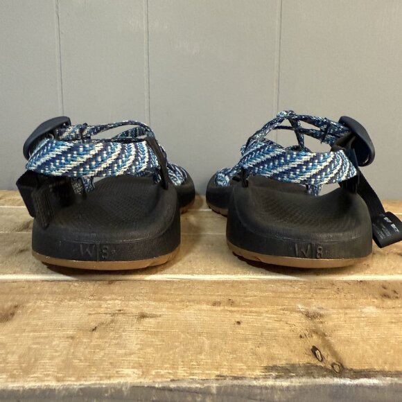 Chaco Womens Z/Cloud Sandals Adjustable Straps Black/Blue Pattern Size 8 - Picture 5 of 7